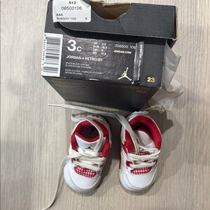 Jordan 4 Retro BT Kids Sneakers - Red and White